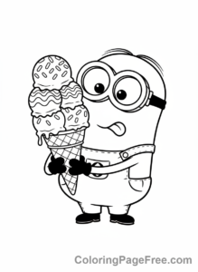 Minions coloring page - Minion Holding Ice Cream