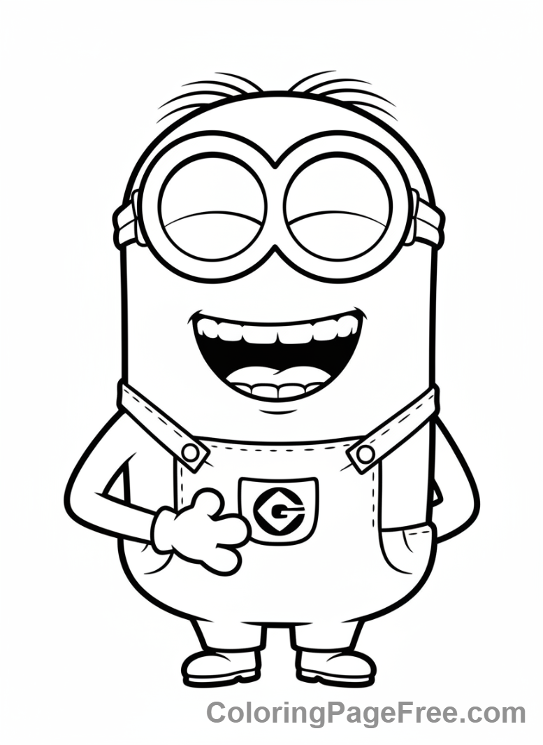 Minions coloring page - Minion Laughing Hard