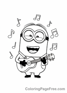 Minions coloring page - Minion Playing Guitar