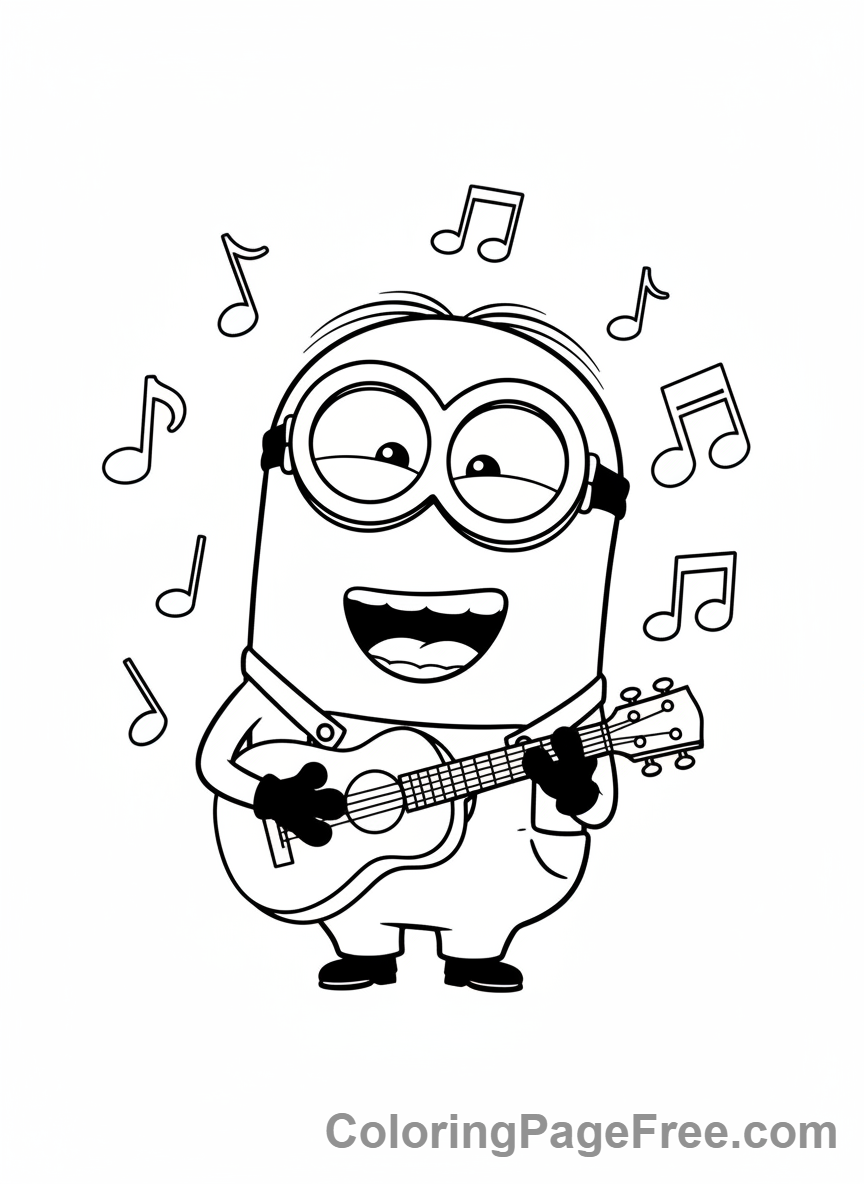 Minions coloring page - Minion Playing Guitar