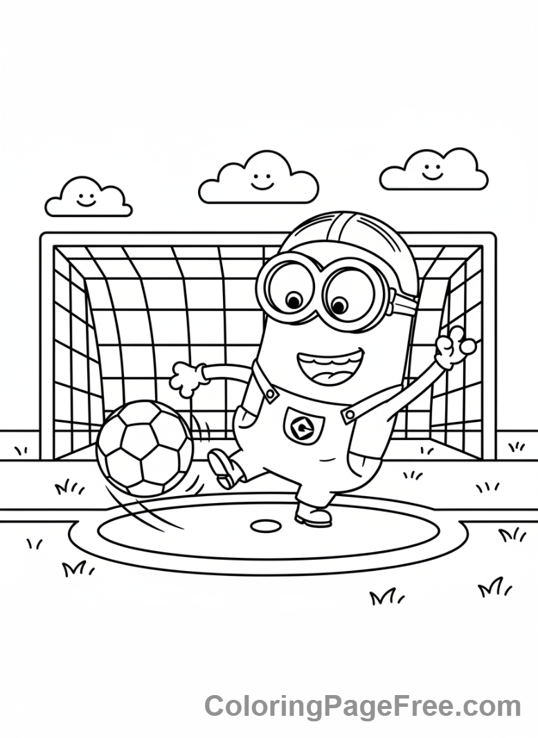 Minions coloring page - Minion Playing Soccer