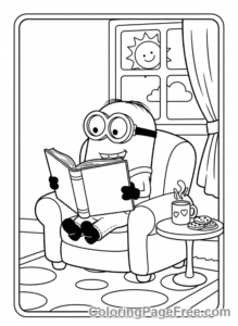 Minions coloring page - Minion Reading Book