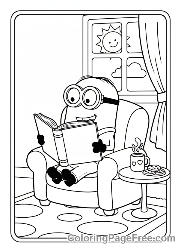 Minions coloring page - Minion Reading Book