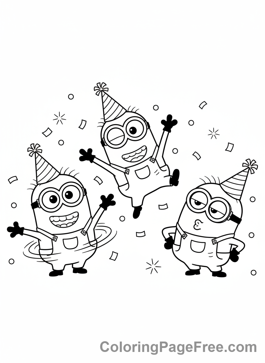 Minions coloring page - Minions Dancing Party