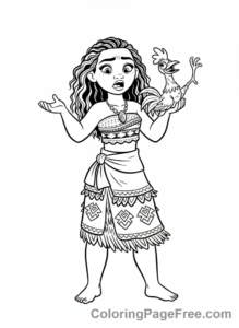 Moana coloring page - Moana and Heihei