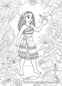 Moana coloring page - Moana exploring island