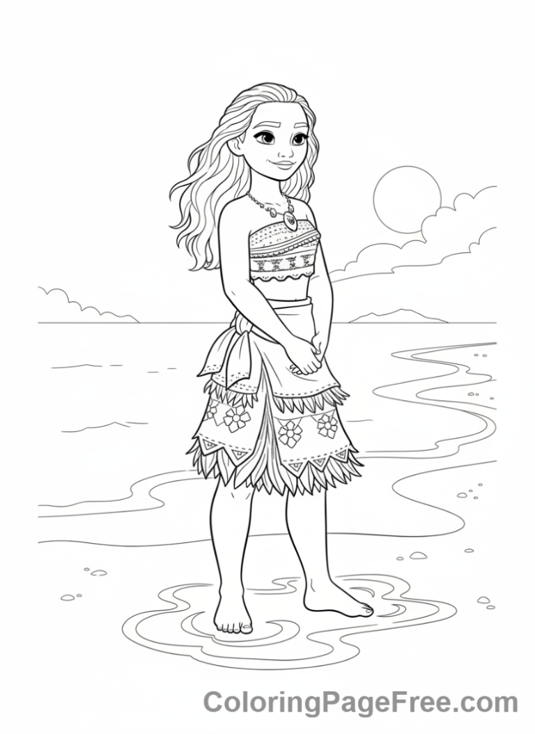 Moana coloring page - Moana ocean waves