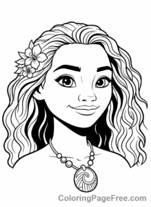 Moana coloring page - Moana smiling close-up