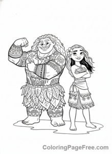 Moana coloring page - Moana with Maui