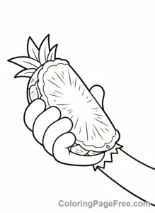 Monkey coloring page - Monkey hand fruit