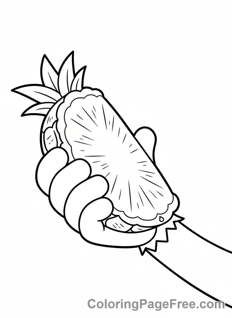 Monkey coloring page - Monkey hand fruit