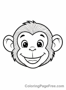 Monkey coloring page - Monkey smiling close-up