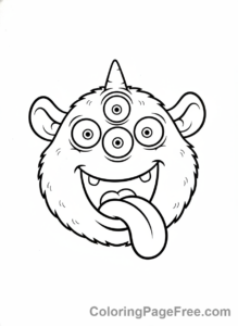 Monster coloring page - Funny monster face