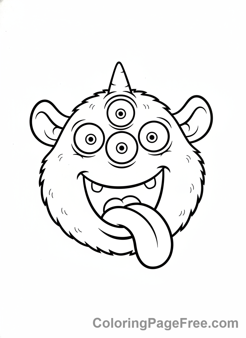 Monster coloring page - Funny monster face