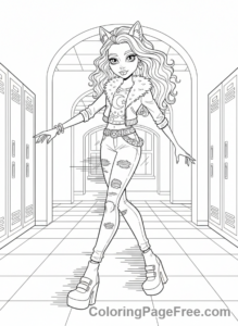Monster High coloring page - Clawdeen walking confidently