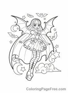 Monster High coloring page - Draculaura flying night