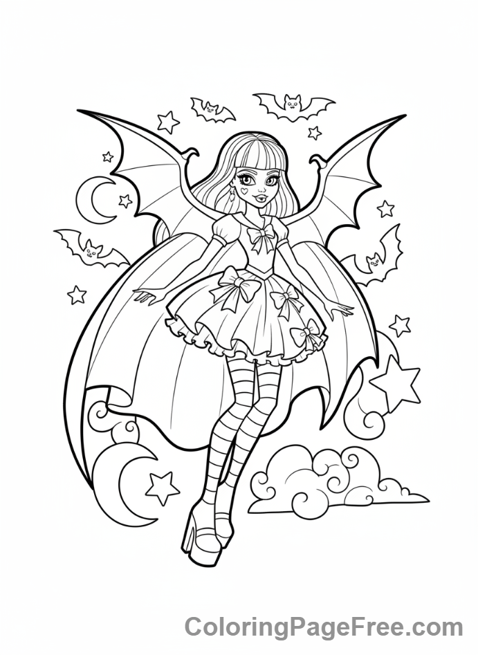 Monster High coloring page - Draculaura flying night
