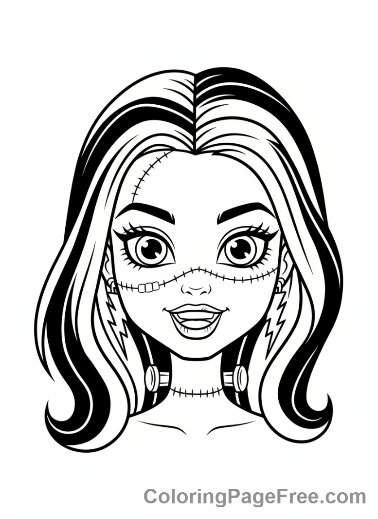 Monster High coloring page - Frankie smiling portrait
