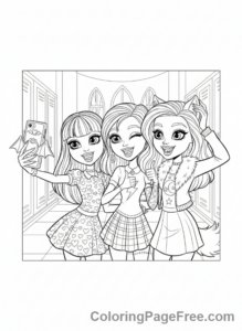 Monster High coloring page - Friends group selfie