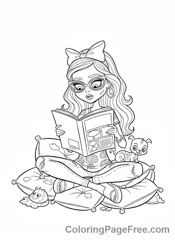 Monster High coloring page - Ghoulia reading comic