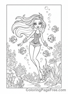 Monster High coloring page - Lagoona swimming bubbles