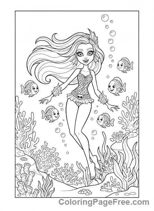 Monster High coloring page - Lagoona swimming bubbles