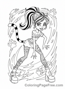Monster High coloring page - Toralei prowling mischievous