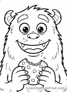 Monster coloring page - Monster eating cookie