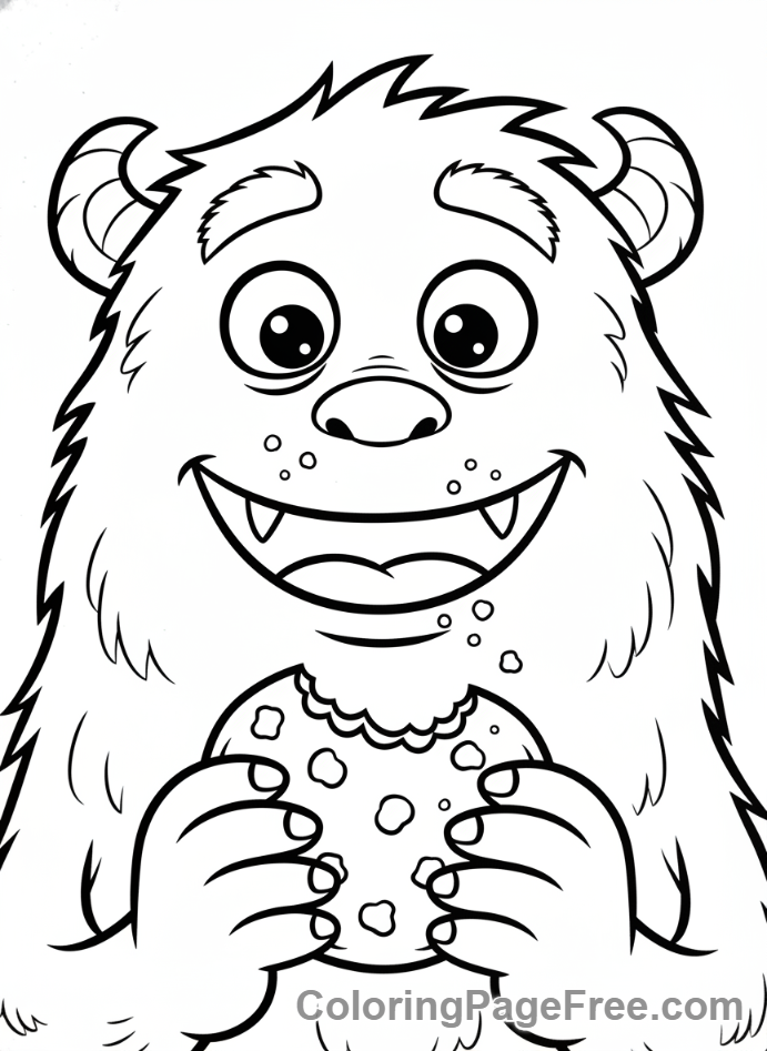 Monster coloring page - Monster eating cookie