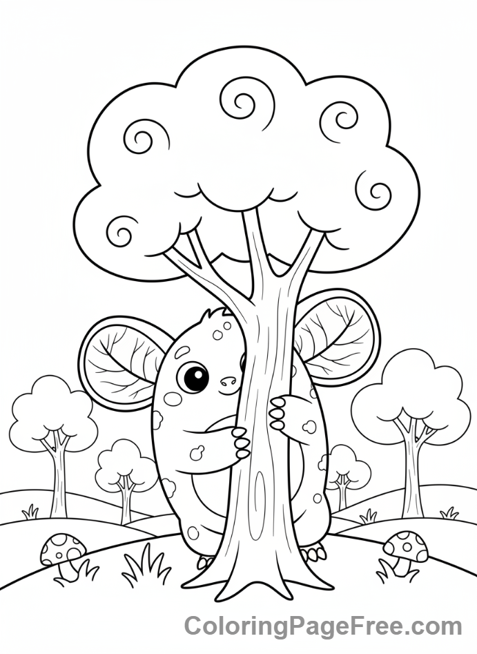 Monster coloring page - Monster in forest