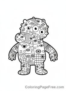 Monster coloring page - Patterned monster design