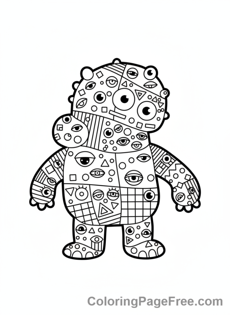 Monster coloring page - Patterned monster design
