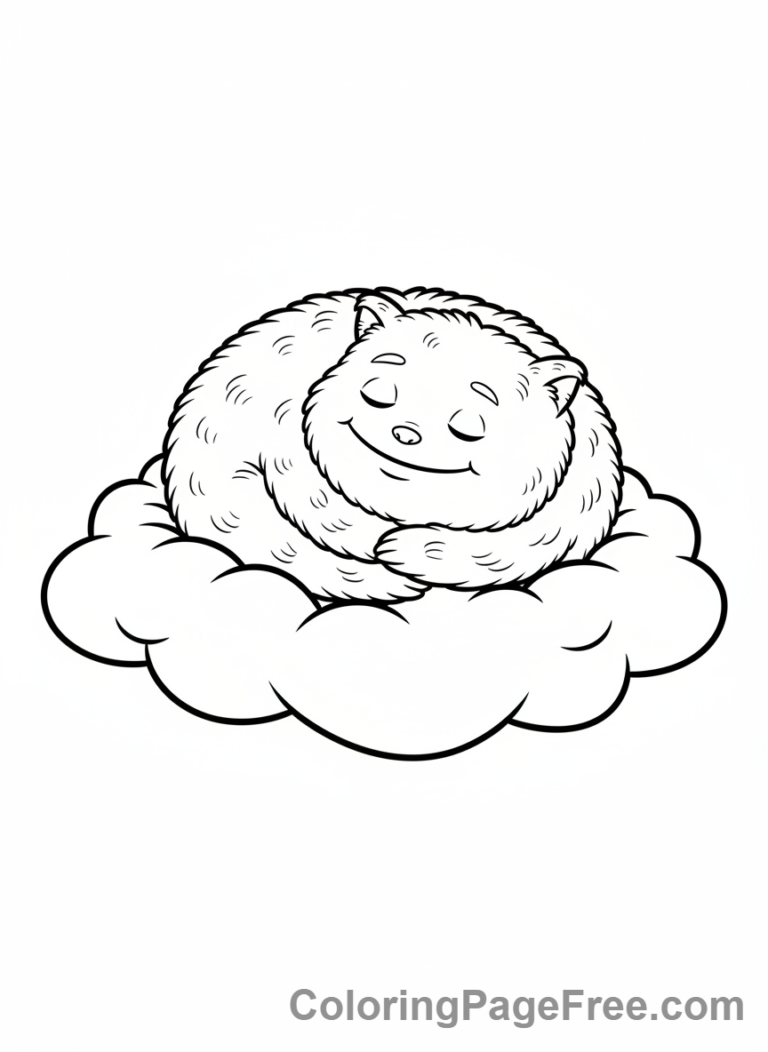 Monster coloring page - Sleeping monster cloud