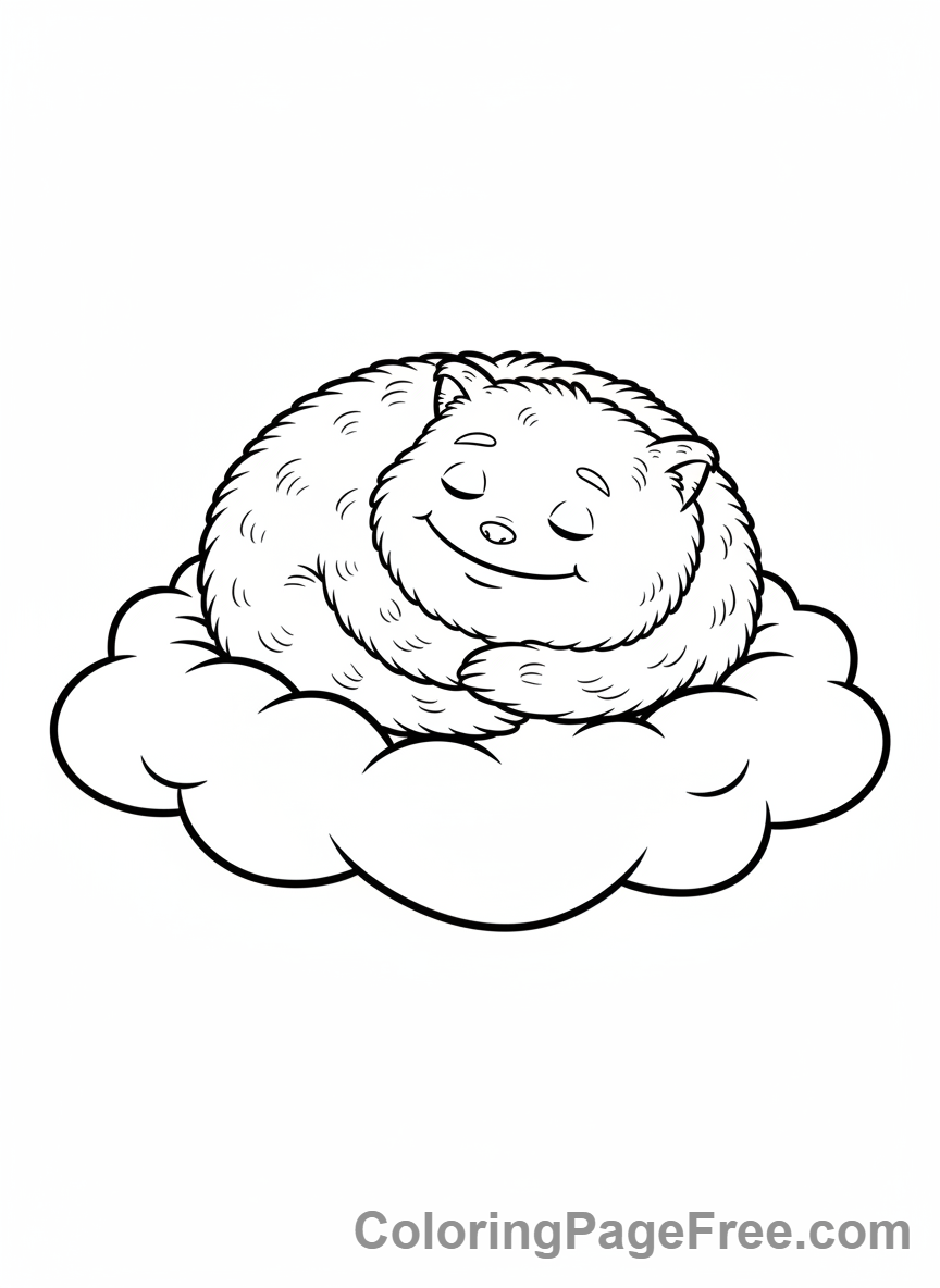 Monster coloring page - Sleeping monster cloud