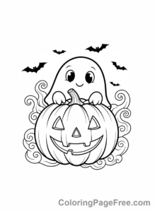 Months coloring page - Halloween pumpkin ghost