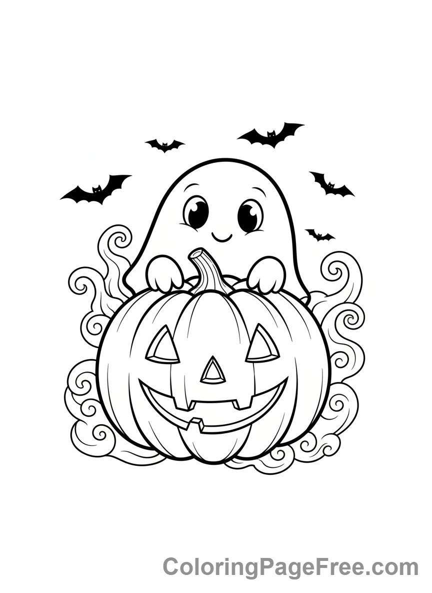 Months coloring page - Halloween pumpkin ghost