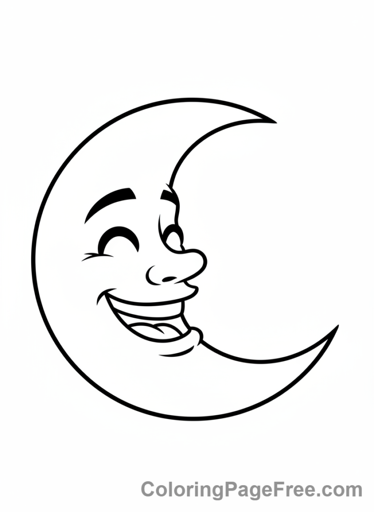 Moon coloring page - Happy Moon Face