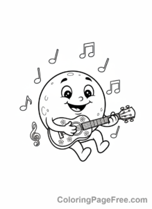 Moon coloring page - Moon Playing Ukulele