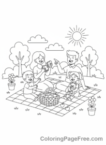 Mothers Day coloring page - Family picnic day