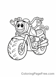 Motorcycle coloring page - Cartoon funny motorcycle