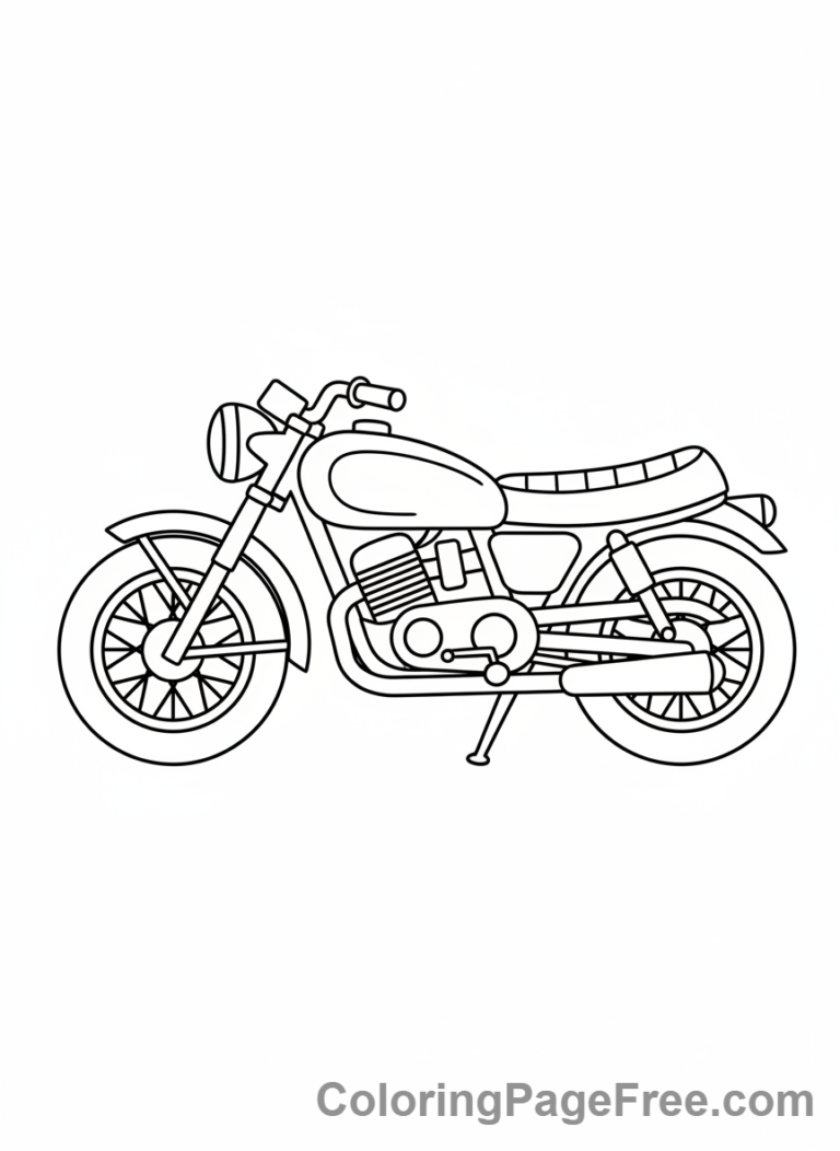 Motorcycle coloring page - Classic motorcycle drawing