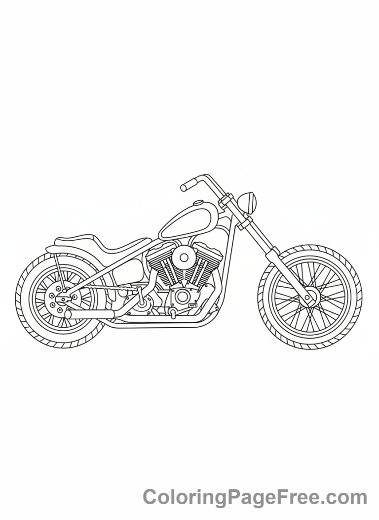Motorcycle coloring page - Cool chopper motorcycle