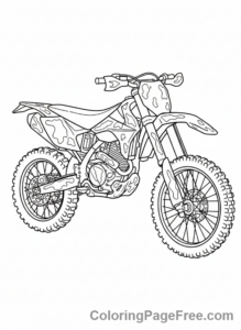 Motorcycle coloring page - Dirt bike muddy