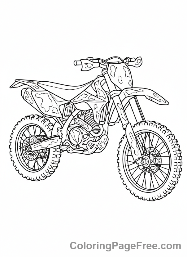 Motorcycle coloring page - Dirt bike muddy