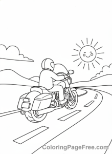 Motorcycle coloring page - Motorcycle cruising road