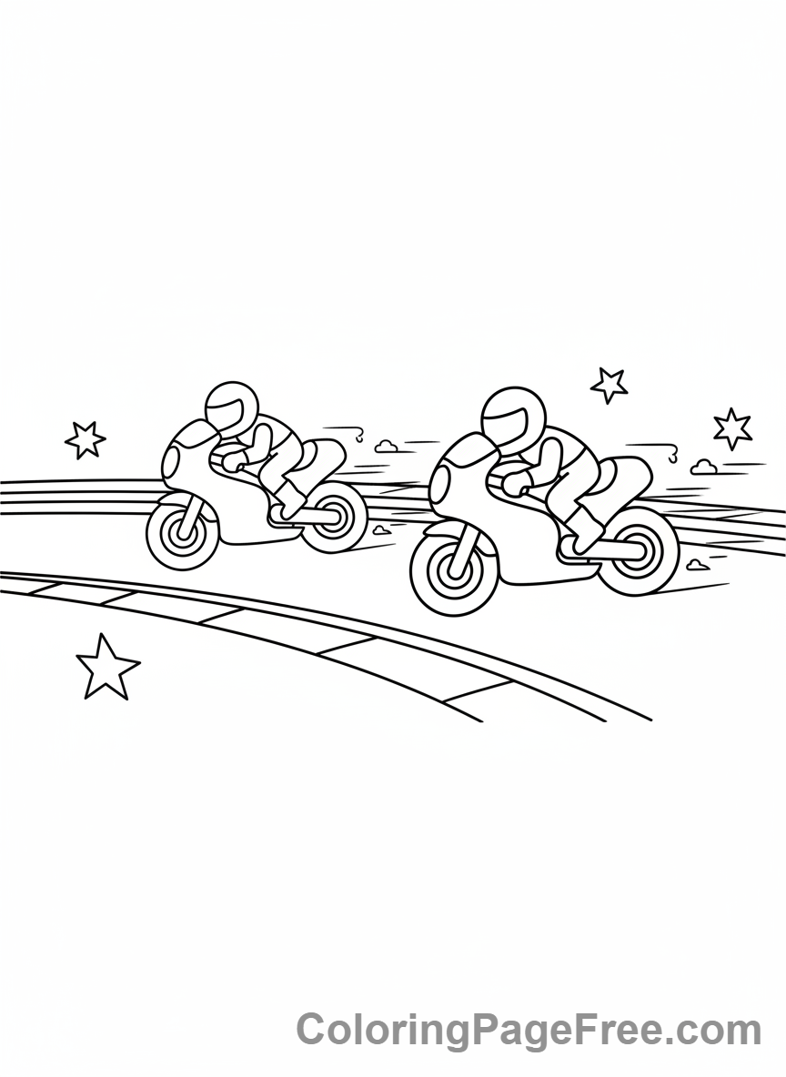 Motorcycle coloring page - Motorcycle racing track