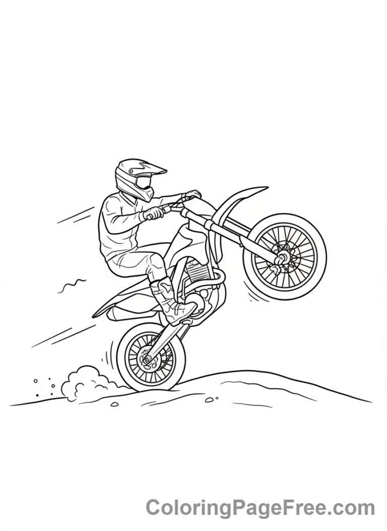 Motorcycle coloring page - Stunt motorcycle rider