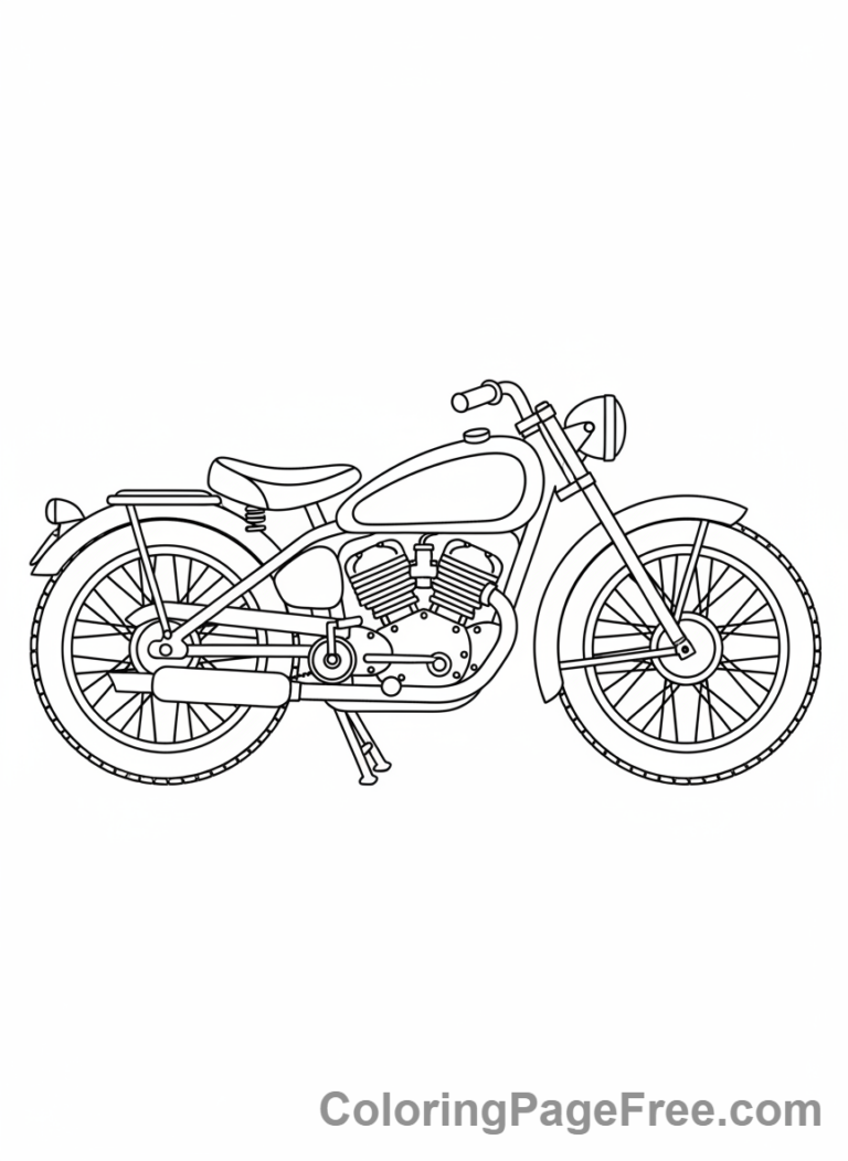 Motorcycle coloring page - Vintage motorcycle drawing