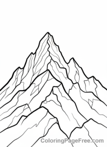 Mountains coloring page - Jagged peak close-up