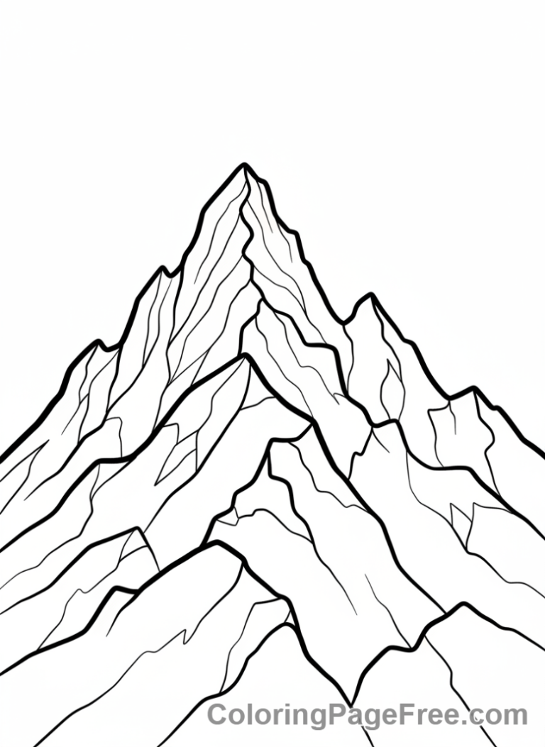 Mountains coloring page - Jagged peak close-up